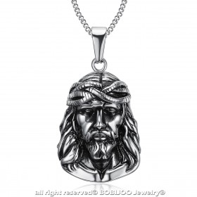 Pendentif Tête de Christ Jésus Voyageur Acier bobijoo