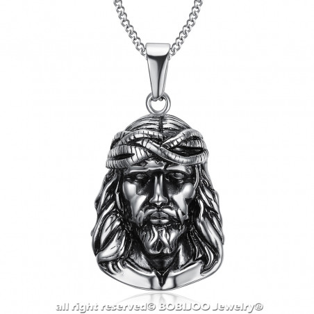 PE0203 BOBIJOO Jewelry Pendant Head of Jesus Christ Traveller Steel