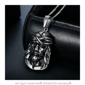 PE0203 BOBIJOO Jewelry Pendant Head of Jesus Christ Traveller Steel