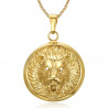 PE0204 BOBIJOO Jewelry Imposing Pendant Lion Head 3D Sun Steel Gold