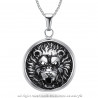 Imposant Pendentif Tête de Lion 3D Soleil Acier bobijoo