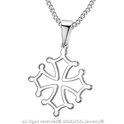 PE0207 BOBIJOO Jewelry Pendant Cross of Occitania, Languedoc Steel Silver