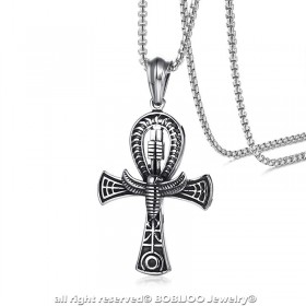 PE0209 BOBIJOO Jewelry Colgante de la Cruz de la Vida Ankh, Símbolo Egipcio de Acero