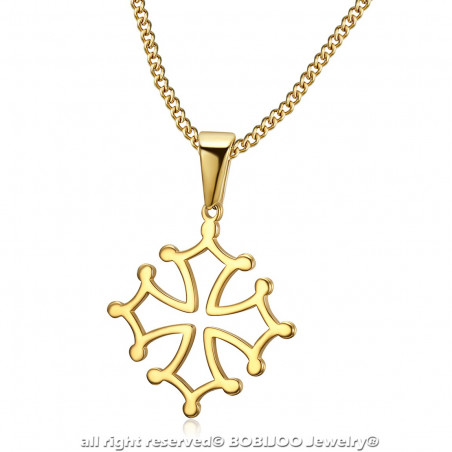 PEF0053 BOBIJOO Jewelry Anhänger Kreuz d ' Occitanie 20mm Languedoc-Stahl Halskette-Gold