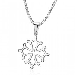 PEF0054 BOBIJOO Jewelry Pendant Cross of Occitania, 20mm Languedoc Steel Necklace