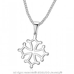 PEF0054 BOBIJOO Jewelry Pendant Cross of Occitania, 20mm Languedoc Steel Necklace