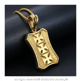 PE0170 BOBIJOO Jewelry Anhänger Templer Militärische Wappen, Kreuz, Stahl-Gold + Kette