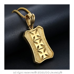 PE0170 BOBIJOO Jewelry Ciondolo Templare Militare Stemma Croce In Acciaio Oro + Catena