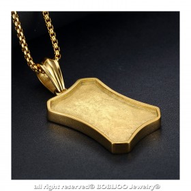 PE0170 BOBIJOO Jewelry Ciondolo Templare Militare Stemma Croce In Acciaio Oro + Catena