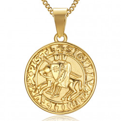 PE0198 BOBIJOO Jewelry Pendant Necklace Seal of the knights Templar Steel Gold