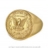 BA0327 BOBIJOO Jewelry Ring Siegelring-Mann-Stück One Dollar Stahl Gold