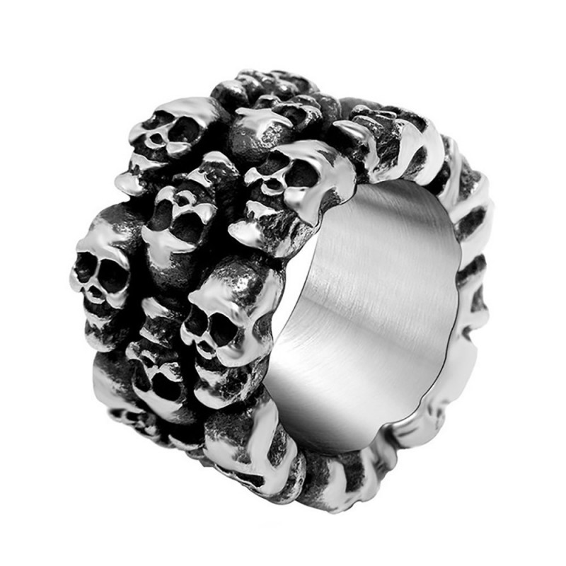 BA0324 BOBIJOO Jewelry Ring Signet Ring Biker Skull Head of Death