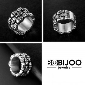 BA0324 BOBIJOO Jewelry Anello Anello Biker Cranio Testa di Morte