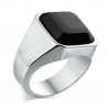 BA0329 BOBIJOO Jewelry Ring Siegelring Mann Cabochon-Achat-Onyx-Stahl