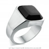 BA0329 BOBIJOO Jewelry Ring Siegelring Mann Cabochon-Achat-Onyx-Stahl