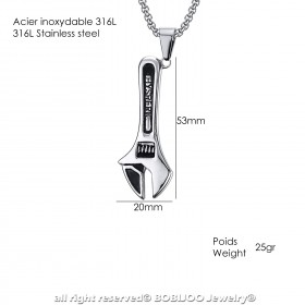 PE0025 BOBIJOO Jewelry Ciondolo Chiave di Uomo-a-Ruota di Catena in Acciaio Inox