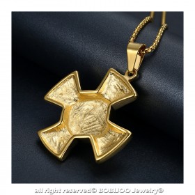 Large Médaillon Pendentif Croix Pattée Templier Lys Or bobijoo