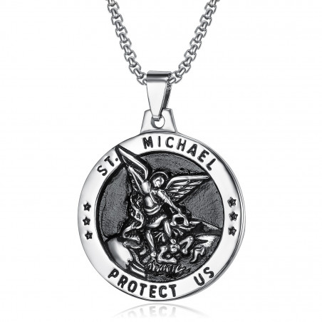 PE0210 BOBIJOO Jewelry Pendant, Saint Michael The Michael Protection, Steel