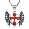 Pendentif Templier Chevalier Bouclier Ailé Croix Rouge bobijoo