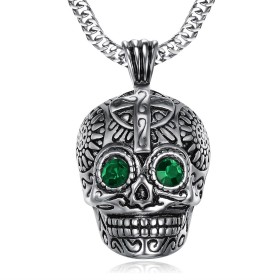 PE0212 BOBIJOO Jewelry Großer Anhänger totenkopf Silber Stahl Maya-Biker