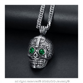 PE0212 BOBIJOO Jewelry Großer Anhänger totenkopf Silber Stahl Maya-Biker