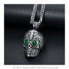 Grand Pendentif Tête de Mort Acier Argent Maya Biker bobijoo