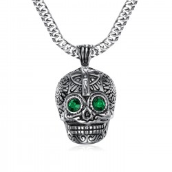 PE0213 BOBIJOO Jewelry Kleiner Anhänger totenkopf Silber Stahl Maya-Biker