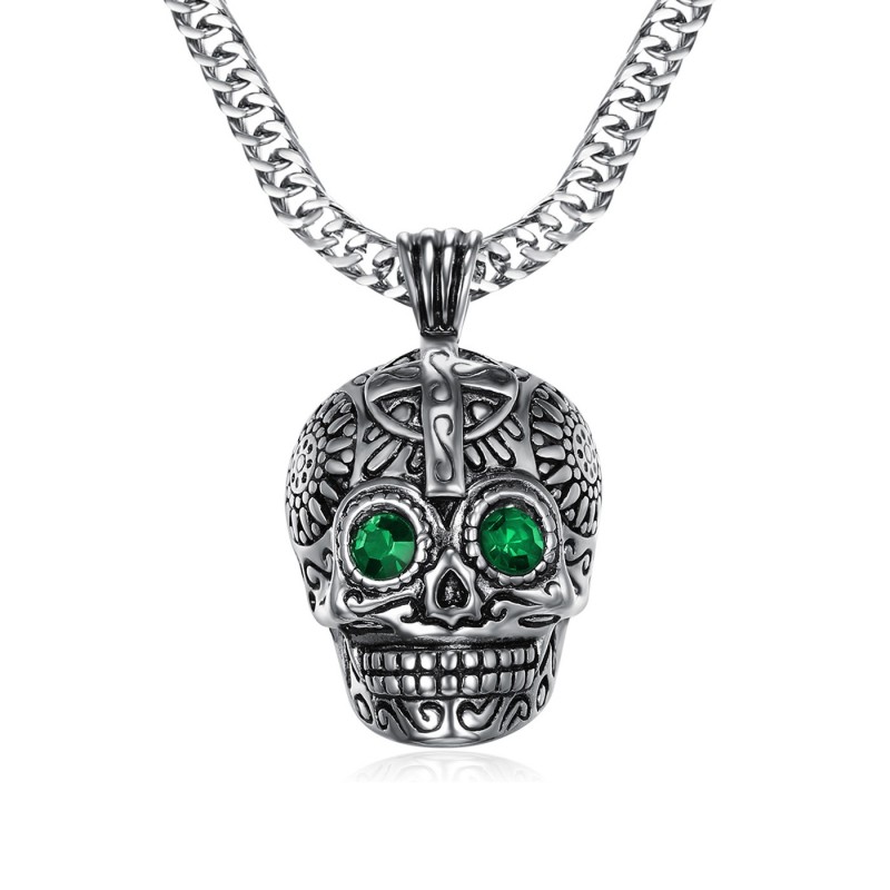 Petit Pendentif Tête de Mort Acier Argent Maya Biker bobijoo