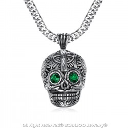 PE0213 BOBIJOO Jewelry Kleiner Anhänger totenkopf Silber Stahl Maya-Biker