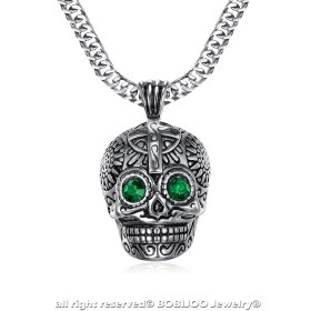 PE0213 BOBIJOO Jewelry Kleiner Anhänger totenkopf Silber Stahl Maya-Biker