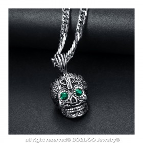 Petit Pendentif Tête de Mort Acier Argent Maya Biker bobijoo