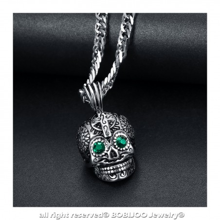 PE0213 BOBIJOO Jewelry Pequeño Colgante de la Muerte del cráneo de Plata de Acero Maya Biker