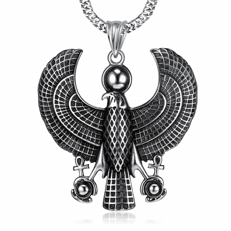 PE0214 BOBIJOO JEWELRY Colgante egipcio Horus Falcon Raptor Eye Acero inoxidable