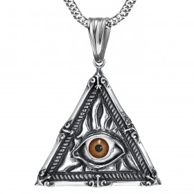 PE0215 BOBIJOO Jewelry Ciondolo Gioielli Illuminati Occhio della Provvidenza in Acciaio