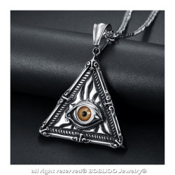 PE0215 BOBIJOO Jewelry Ciondolo Gioielli Illuminati Occhio della Provvidenza in Acciaio