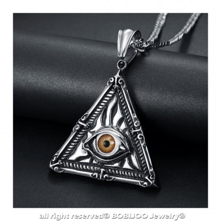 PE0215 BOBIJOO Jewelry Pendant Jewelry Illuminati Eye of Providence Steel