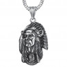 PE0216 BOBIJOO Jewelry Large Pendant Necklace Indian Head Biker Triker Steel