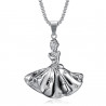 Pendentif Collier Danseuse Strass Acier Argent bobijoo