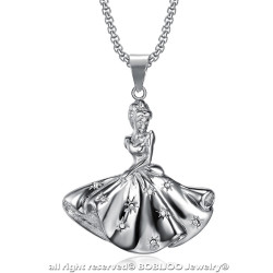 PEF0057 BOBIJOO Jewelry Colgante, Collar De Bailarina De Diamantes De Imitación De Plata De Acero