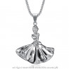 PEF0057 BOBIJOO Jewelry Pendant Necklace Dancer Rhinestone Steel Silver