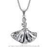 Pendentif Collier Danseuse Strass Acier Argent bobijoo