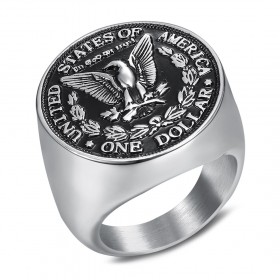 BA0328 BOBIJOO Jewelry Ring Signet Ring Man Piece One Dollar Steel