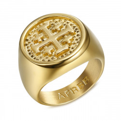 BA0336 BOBIJOO Jewelry Siegelring Ring Templer Mann Reihenfolge Jerusalem Gold