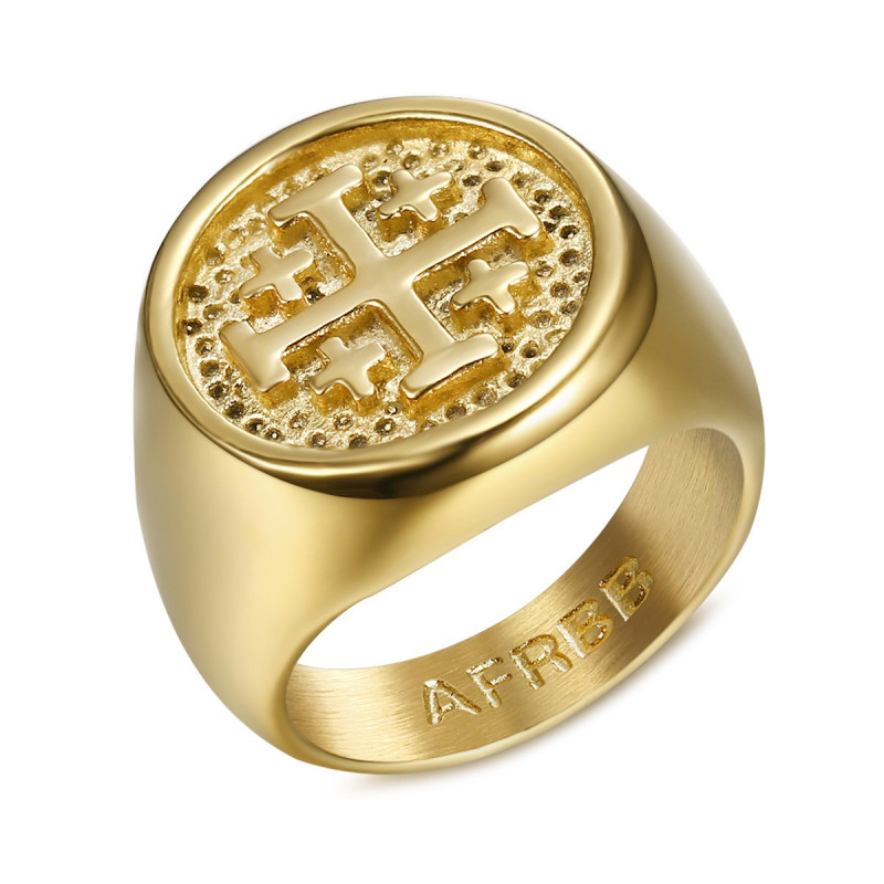 Knights Templar Order Jerusalem Gold Ring bobijoo