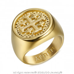 BA0336 BOBIJOO Jewelry Siegelring Ring Templer Mann Reihenfolge Jerusalem Gold