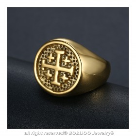 Knights Templar Order Jerusalem Gold Ring bobijoo