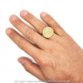 BA0337 BOBIJOO Jewelry Anello anello Uomo Anello Gerusalemme in Acciaio PVD Oro