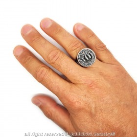 BA0338 BOBIJOO Jewelry Ring Siegelring Mann Siegel Jerusalem Stahl 316L