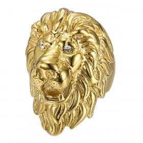 BA0340 BOBIJOO Jewelry Enorme Anillo Anillo anillo de Hombre de Cabeza de León de Oro Diam s