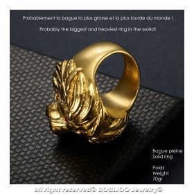 BA0341 BOBIJOO Jewelry Huge Ring Signet ring Man Lion Head Gold Ruby